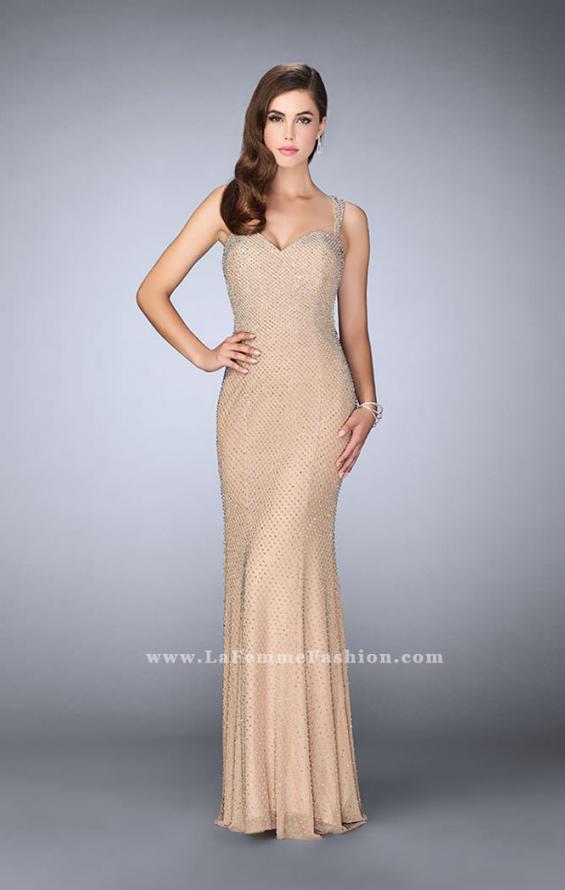 Picture of: Long Beaded Prom Dress with Open Back in Nude, Style: 23805, Detail Picture 1