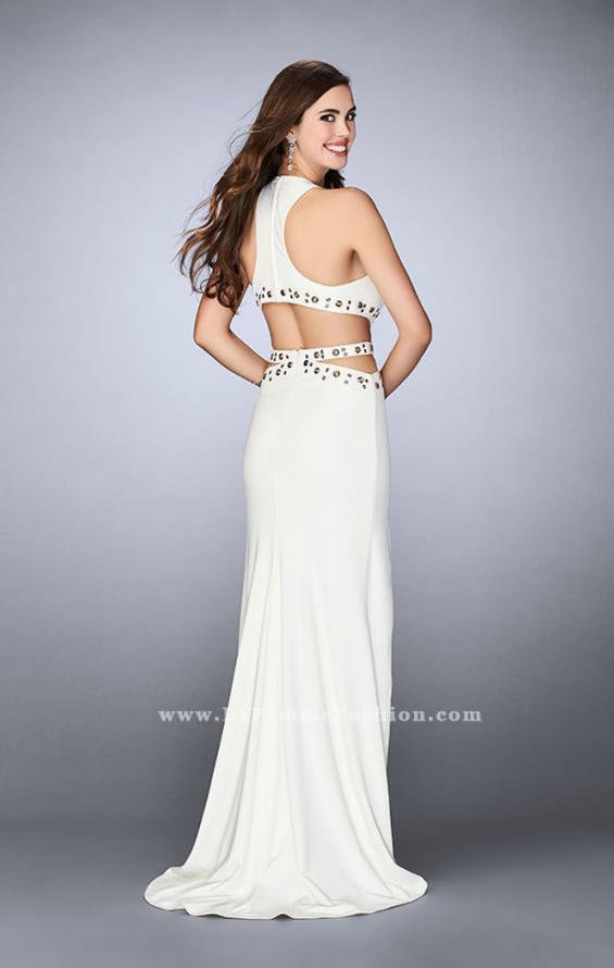 Picture of: Embellished Jersey Prom Dress with Intricate Cut Outs in White, Style: 23841, Back Picture