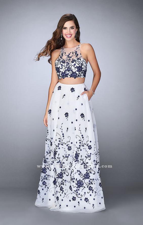 Picture of: Floral Embroidered Two Piece Organza Prom Dress in White, Style: 23919, Main Picture