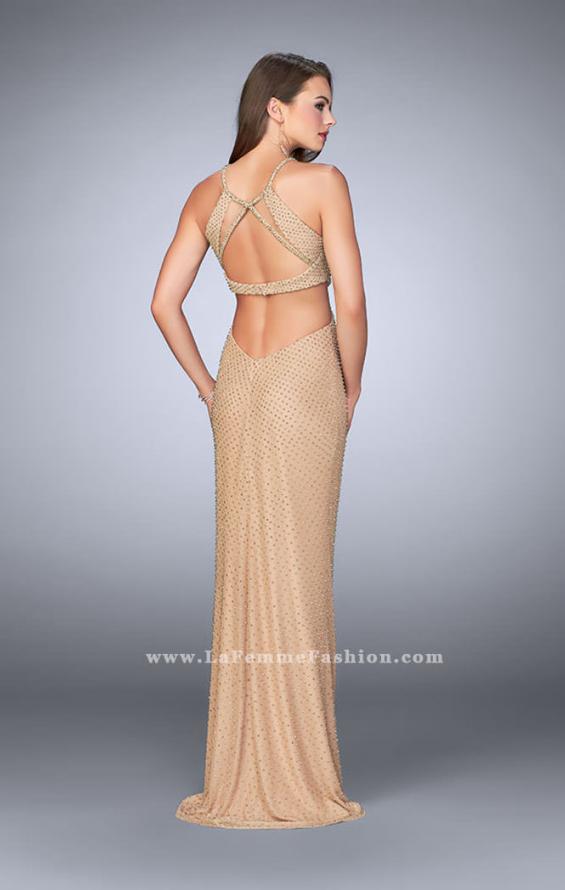 Picture of: Beaded Prom Dress with Side Cut Outs and Strappy Back in Nude, Style: 23941, Detail Picture 4