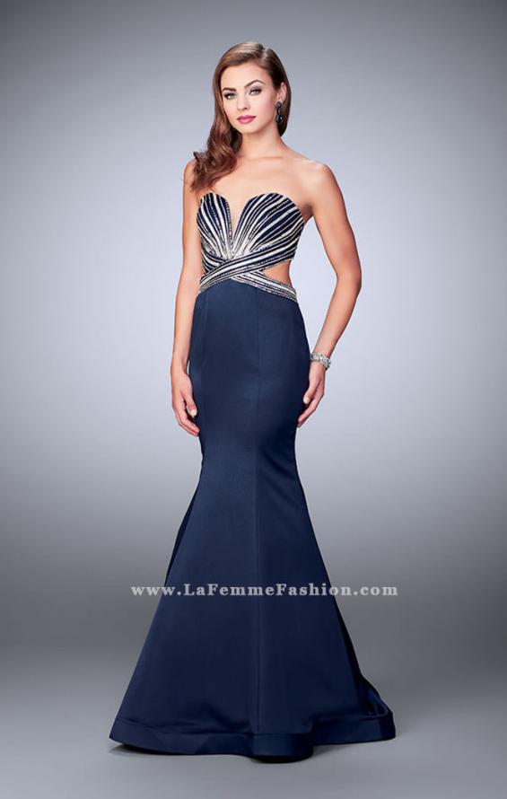 Picture of: Beaded Mermaid Prom Dress with Open Back in Blue, Style: 23944, Main Picture