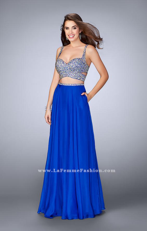 Picture of: Two Piece A-line Prom Dress with Beaded Cut Out Top in Blue, Style: 23966, Detail Picture 2