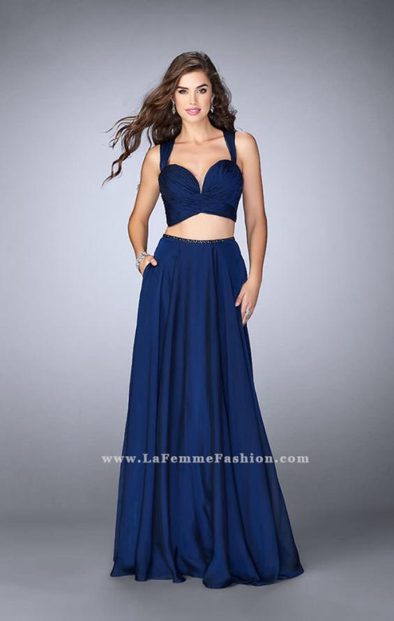 Picture of: Two Piece A-line Chiffon Dress with Sweetheart Neckline in Blue, Style: 23979, Back Picture