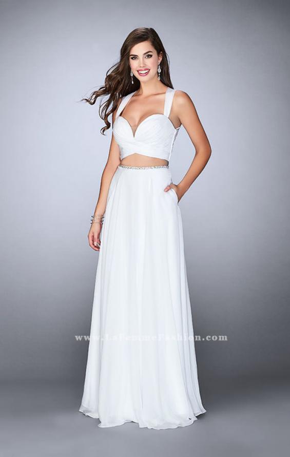 Picture of: Two Piece A-line Chiffon Dress with Sweetheart Neckline in White, Style: 23979, Detail Picture 1