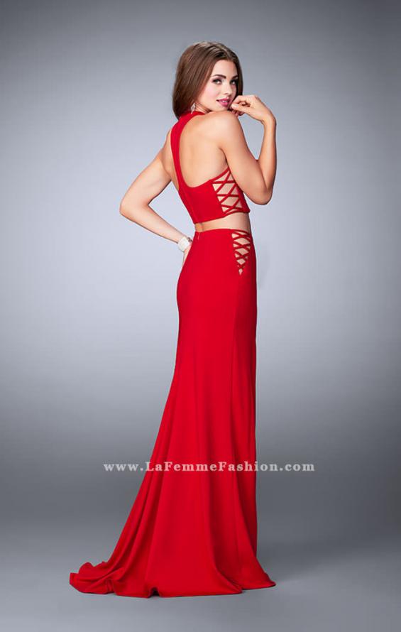 Picture of: Two Piece Dress with Lace Up Sides and Racer Back in Red, Style: 23984, Back Picture