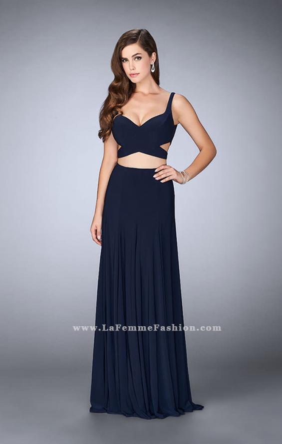 Picture of: Two Piece Jersey Dress with Cut Outs and Open Back in Blue, Style: 23986, Main Picture