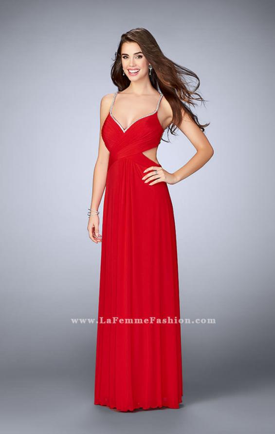 Picture of: Net Jersey Dress with Beaded Sweetheart Neckline in Red, Style: 23988, Main Picture