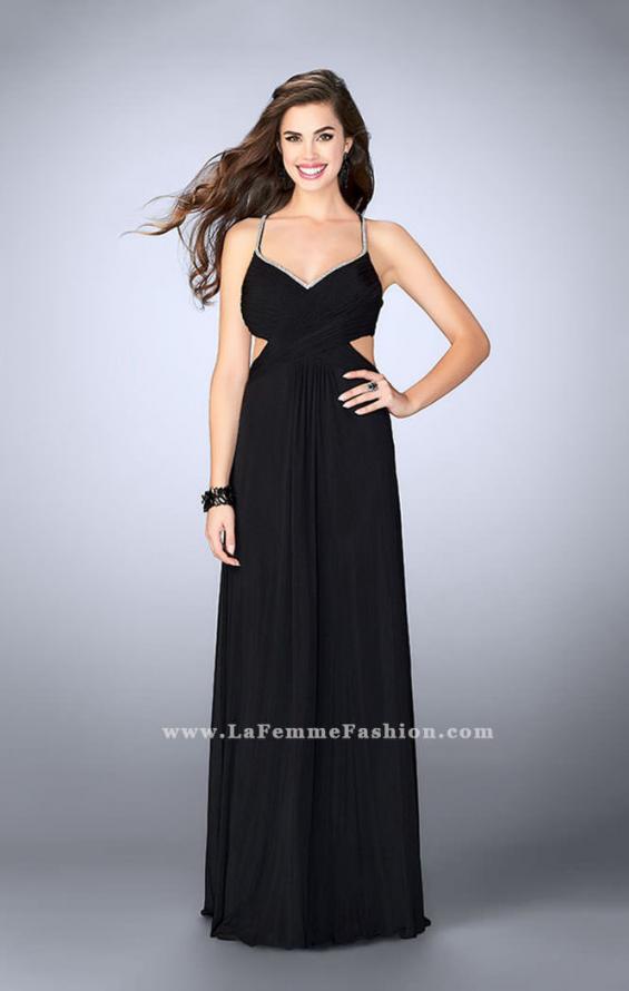 Picture of: Net Jersey Dress with Beaded Sweetheart Neckline in Black, Style: 23988, Detail Picture 1