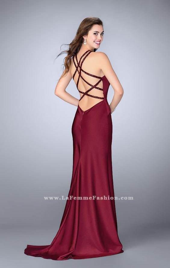 Picture of: High Beaded Neck Prom Dress with Strappy Back in Red, Style: 23993, Detail Picture 1