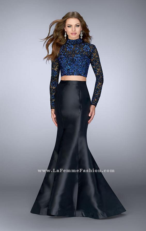 Picture of: Two Piece Mermaid Dress with Long Sleeve Lace Top in Black, Style: 23995, Main Picture