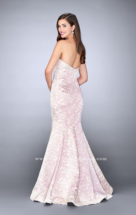 Picture of: Long Strapless Floral Print Prom Dress in Pink, Style: 24020, Back Picture