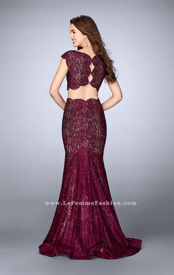 Picture of: Two Piece Lace Dress with Scalloped Edges and Back in Red, Style: 24047, Back Picture