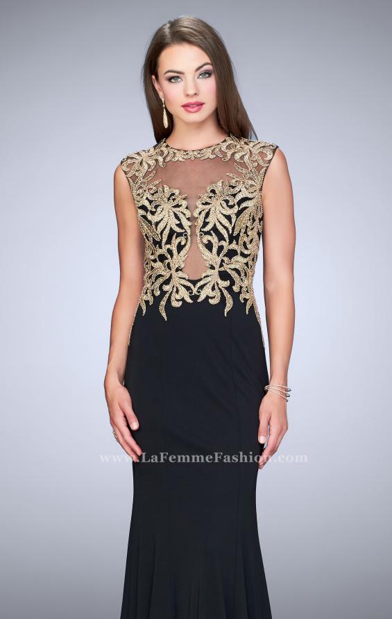 Picture of: High Neck Lace Dress with Sheer Illusion Neckline in Black, Style: 24054, Main Picture