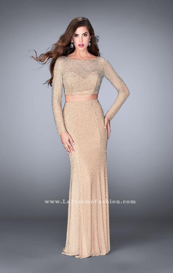 Picture of: Long Sleeve Two Piece Dress with Cold Shoulders in Nude, Style: 24175, Main Picture