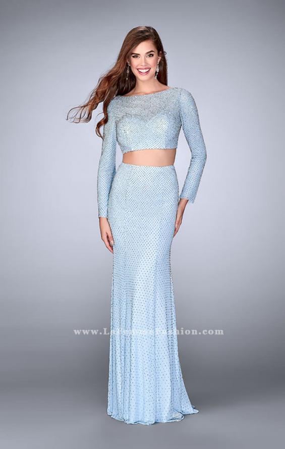 Picture of: Long Sleeve Two Piece Dress with Cold Shoulders in Blue, Style: 24175, Detail Picture 2