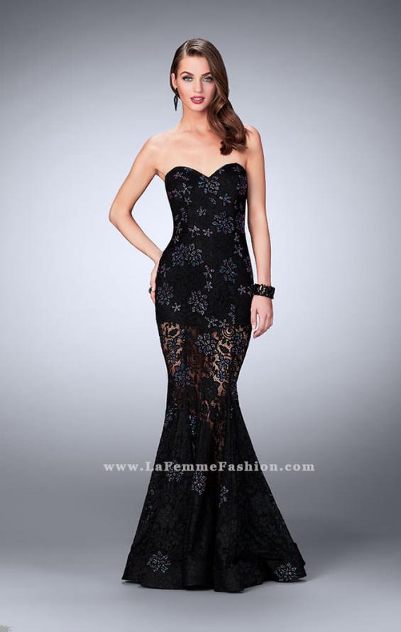 Picture of: Lace Romper Dress with Multi Colored Rhinestones in Black, Style: 24220, Main Picture