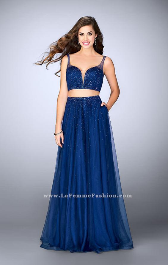Picture of: Two Piece A-line Prom Dress with Beaded Tulle Skirt in Blue, Style: 24304, Main Picture