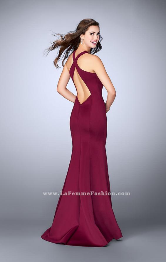 Picture of: Long Neoprene Prom Dress with Low Back in Red, Style: 24313, Back Picture