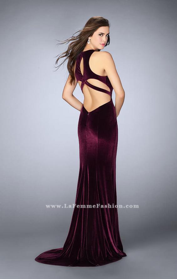 Picture of: High Neck Velvet Prom Dress with Cut Out Open Back in Red, Style: 24316, Main Picture