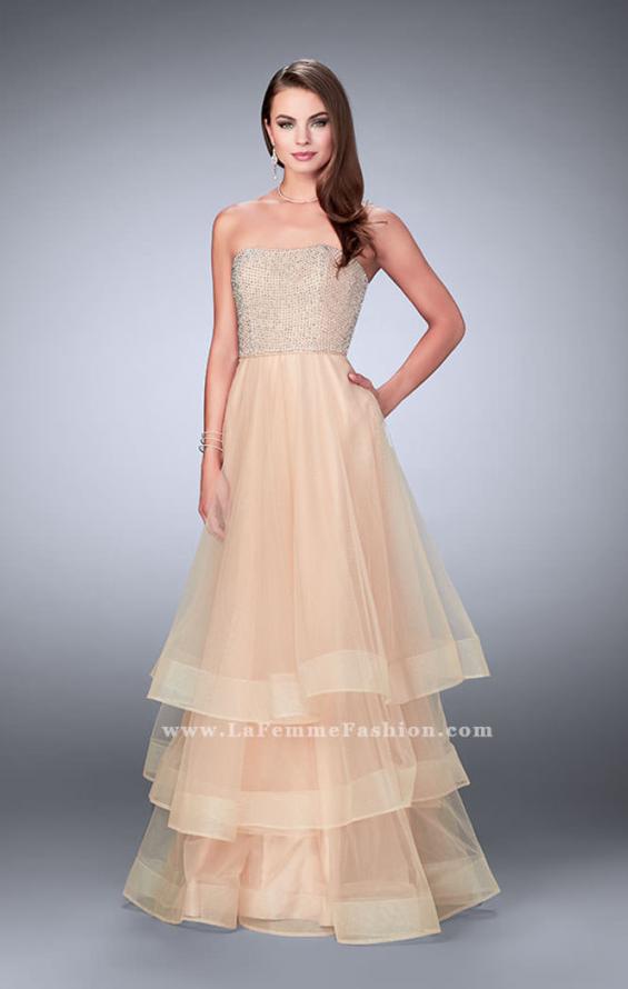 Picture of: A-line Dress with Beading and Layered Tulle Skirt in Nude, Style: 24323, Main Picture