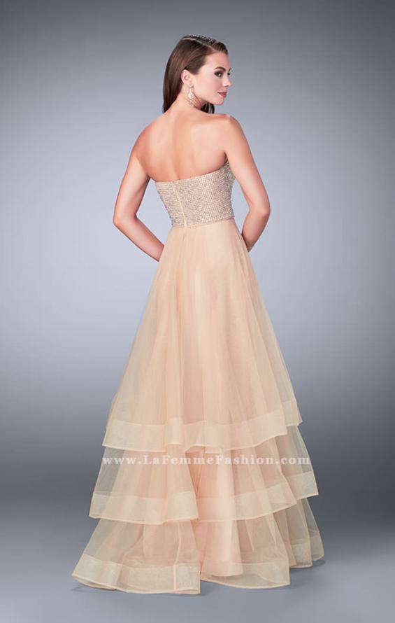 Picture of: A-line Dress with Beading and Layered Tulle Skirt in Nude, Style: 24323, Back Picture