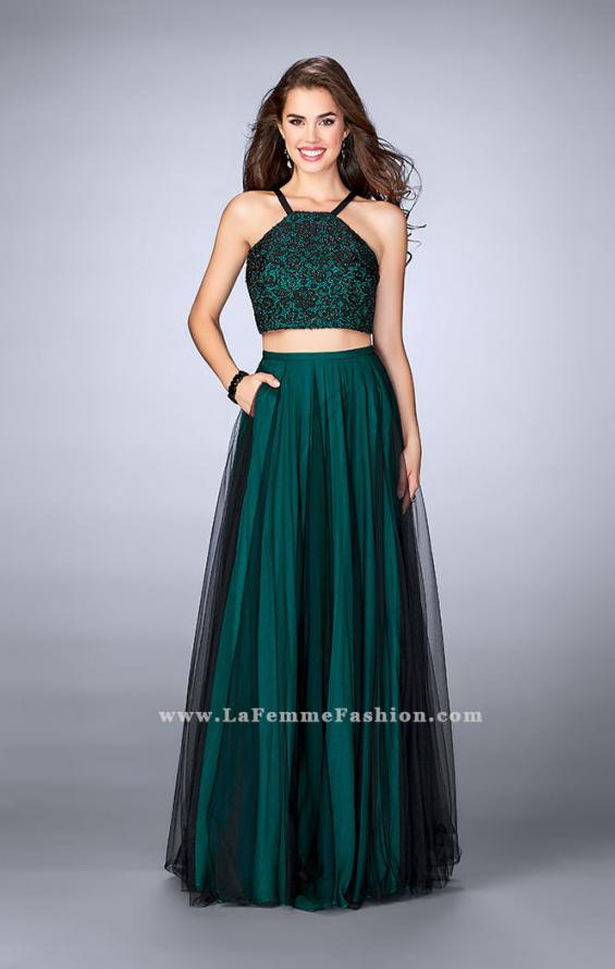 Picture of: Two Piece A-line Dress with Lace Top and Tulle Skirt in Green, Style: 24365, Main Picture