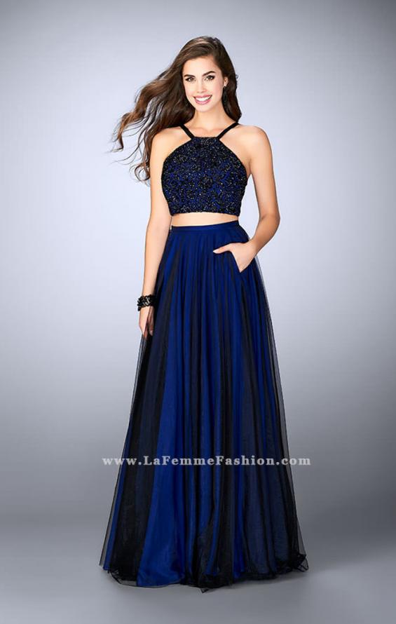 Picture of: Two Piece A-line Dress with Lace Top and Tulle Skirt in Blue, Style: 24365, Detail Picture 2