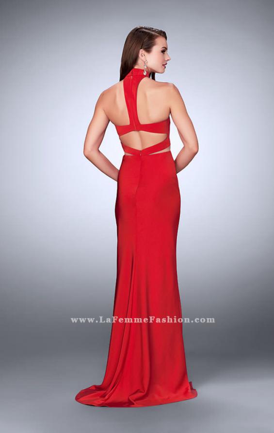 Picture of: Illusion Two Piece Prom Dress with Attached Choker in Red, Style: 24379, Back Picture