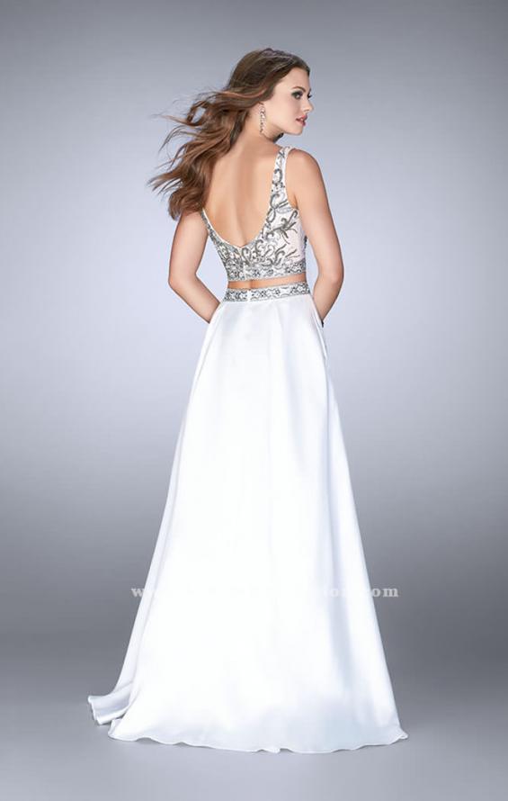 Picture of: A-line Two Piece Dress with Beaded Top and Pockets in White, Style: 24397, Back Picture