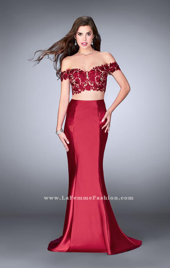 Picture of: Two Piece off the Shoulder Prom Dress with Lace Detail in Red, Style: 24413, Main Picture