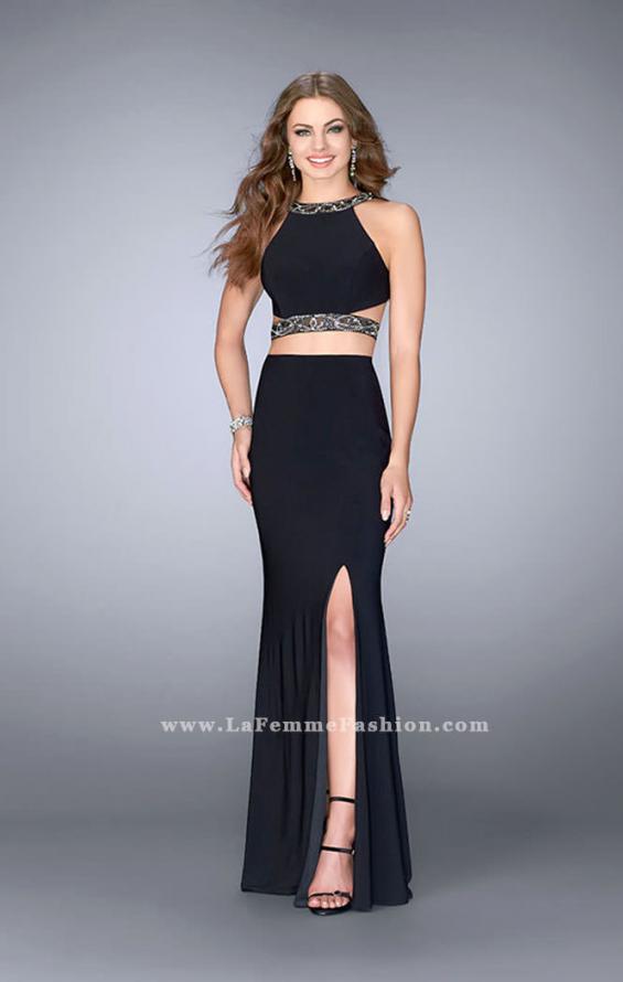 Picture of: Long Two Piece Prom Dress with Beading and Slit in Black, Style: 24414, Detail Picture 1