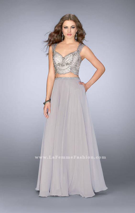 Picture of: A-line Two Piece Dress with Beaded Top and Pockets in Silver, Style: 24417, Main Picture