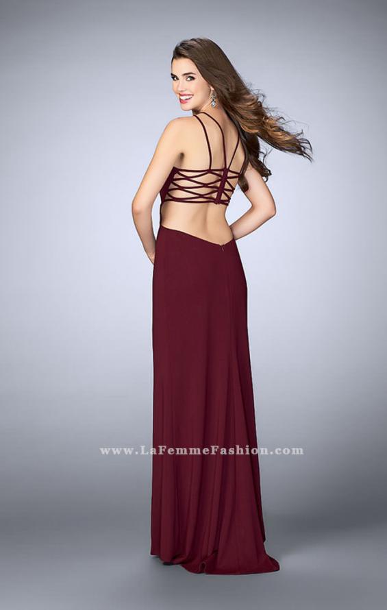 Picture of: High Neck Prom Dress with Strappy Back and Side Slit in Red, Style: 24443, Detail Picture 8