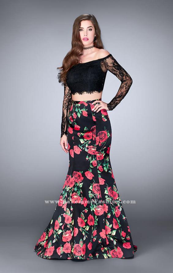 Picture of: Floral Long Sleeve Two Piece Mermaid Style Prom Dress in Print, Style: 24522, Main Picture