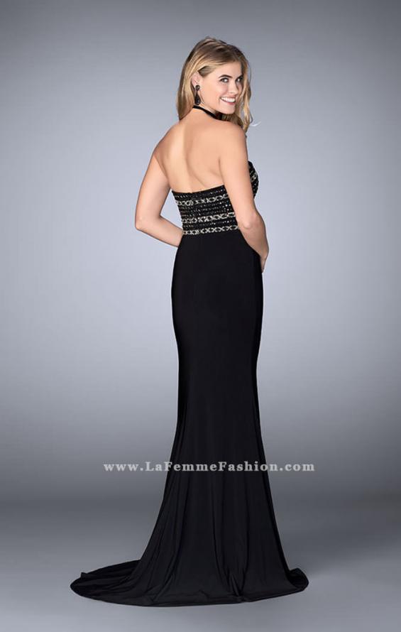 Picture of: Strapless Dress with Beaded Top with Flare Skirt in Black, Style: 24573, Back Picture