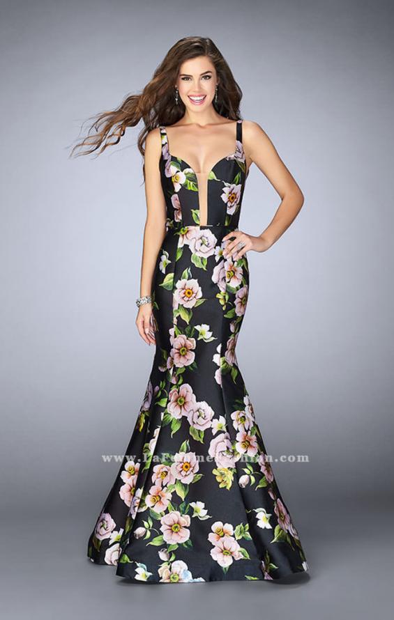 Picture of: Floral Mikado Mermaid Gown with Rectangle Neckline in Print, Style: 24589, Main Picture
