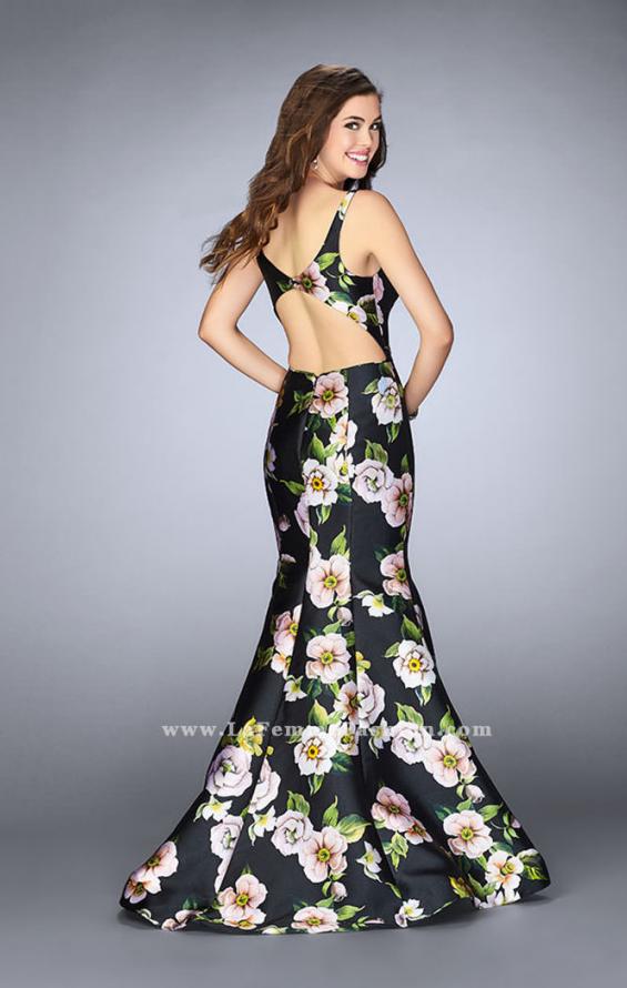 Picture of: Floral Mikado Mermaid Gown with Rectangle Neckline in Print, Style: 24589, Back Picture