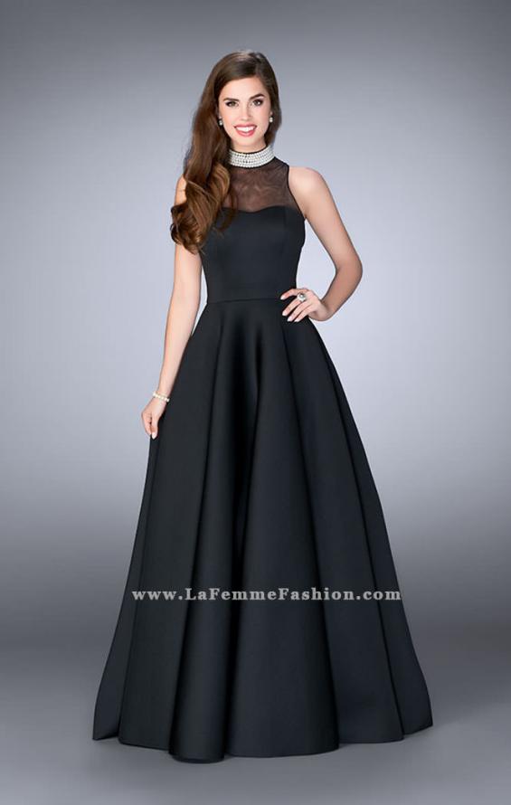 Picture of: A-line Neoprene Prom Gown with Beaded Choker in Black, Style: 24607, Detail Picture 1