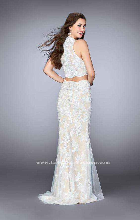 Picture of: Two Piece Lace Prom Dress with Flare Skirt in White, Style: 24615, Back Picture