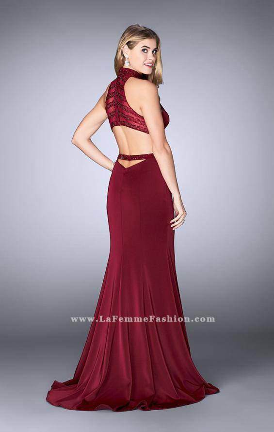 Picture of: Jersey Dress with Sheer Beaded Back and Waist in Red, Style: 24654, Back Picture