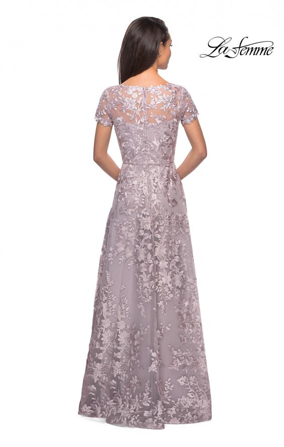 Picture of: Long Lace Evening Dress with Cap Sleeves in Antique Blush, Style: 27870, Detail Picture 2