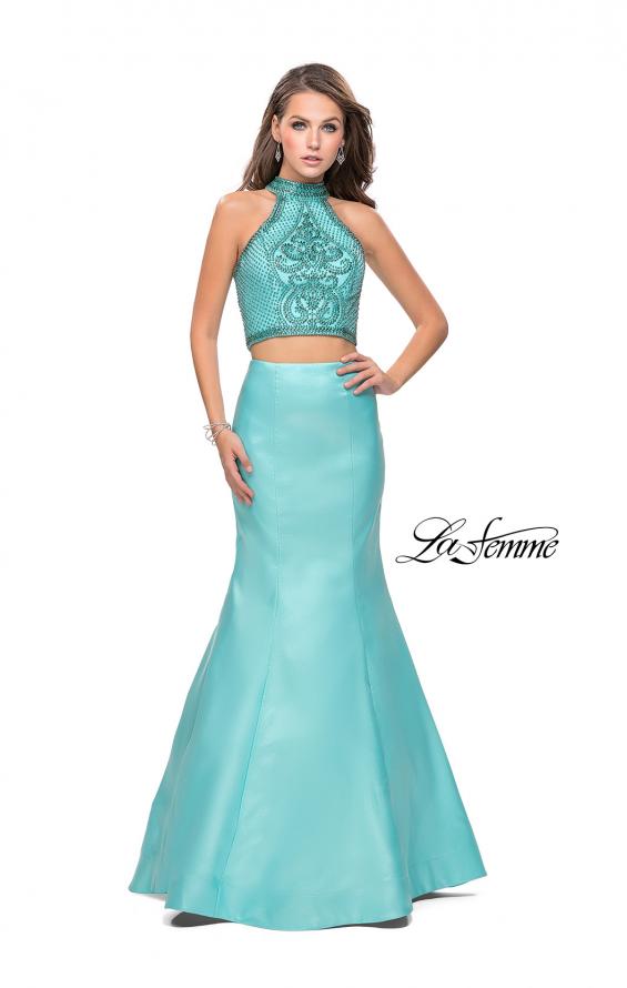 Picture of: Beaded Two Piece Mermaid Prom Dress with Open Back in Aqua, Style: 26255, Detail Picture 1