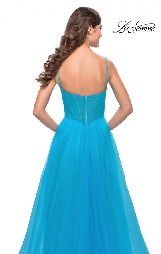 Picture of: Tulle A-line Prom Dress with Corset Sheer Bodice in Aqua, Style: 31502, Detail Picture 6