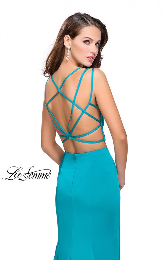 Picture of: Two Piece Jersey Prom Dress with Strappy Back in Aquamarine, Style: 25553, Main Picture
