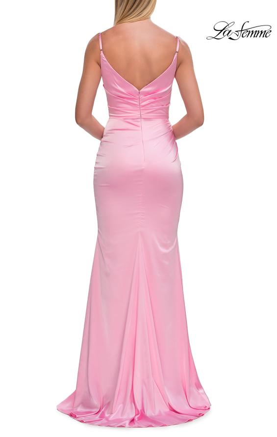 Picture of: Satin Fitted Gown with Gathered Bodice and Spaghetti Straps in Baby Pink, Style: 33421, Detail Picture 23