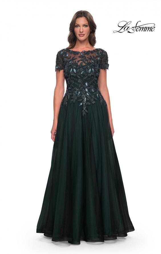 Picture of: Beautiful A-Line Tulle Dress with Beaded Bodice in Black Emerald, Style: 31267, Main Picture