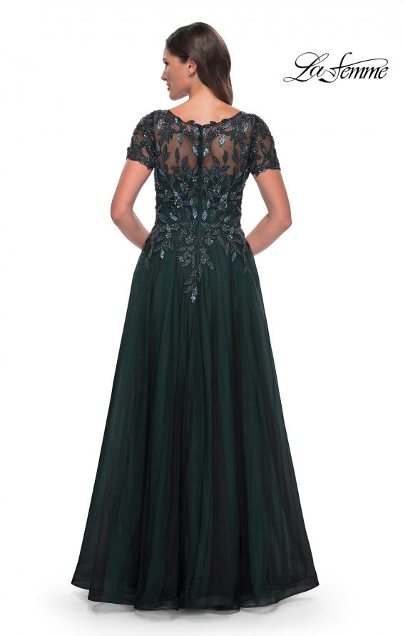 Picture of: Beautiful A-Line Tulle Dress with Beaded Bodice in Black Emerald, Style: 31267, Back Picture