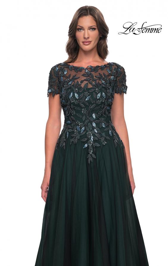 Picture of: Beautiful A-Line Tulle Dress with Beaded Bodice in Black Emerald, Style: 31267, Detail Picture 1