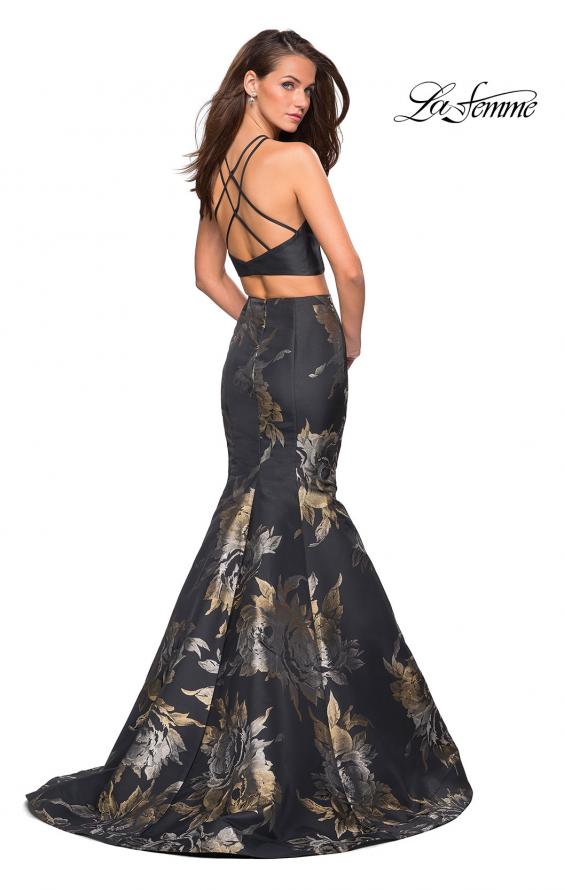 Picture of: Two Piece Mermaid Gown With High Neck Top in Black Gold, Style: 27083, Detail Picture 2