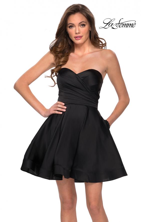 Picture of: Strapless A-line Short Dress with Pleating and Pockets in Black, Style: 29431, Main Picture
